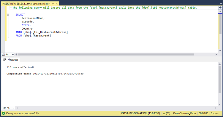 INSERT INTO SELECT vs SELECT INTO In SQL Server